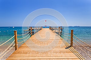 Wooden pier on the beach of Turkish Riviera, Tekirova