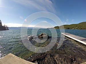 Wooden pier on a beautiful lake in Montana