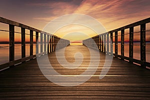 Wooden pier with beautiful sky