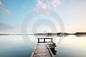 Wooden pier on big lake