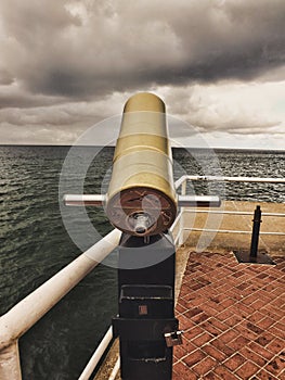 Wooden pier on cloudy day