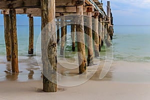 Wooden pier extending into the sea.