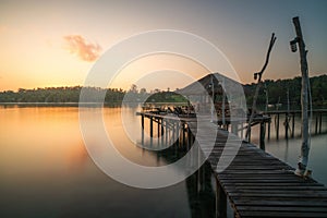 Wooden pier and hut in Phuket, Thailand. Summer, Travel, Vacation and Holiday concept.