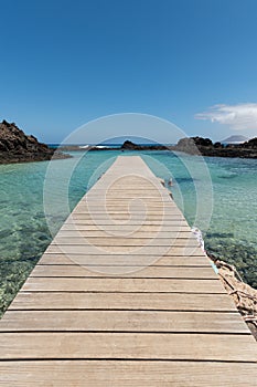 Wooden pier in  Isla de Lobos, Canary Islands, Spain