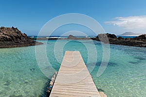 Wooden pier in  Isla de Lobos, Canary Islands, Spain