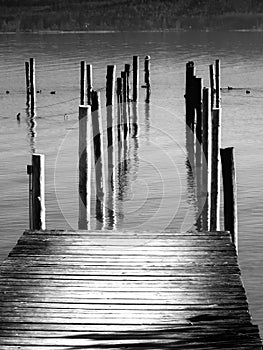 Wooden pier and lake