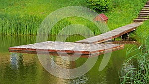 Wooden pier on the lake.