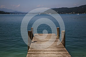 Wooden pier on lake