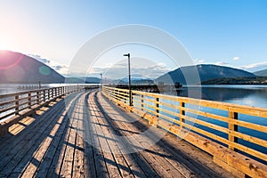 Wooden Pier on a Lake at Sunset