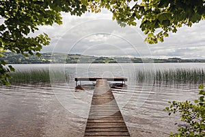 Wooden pier, Lough Derg lake, River Shannon, Ireland photo