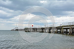 Wooden pier `molo` in Sopot in Poland