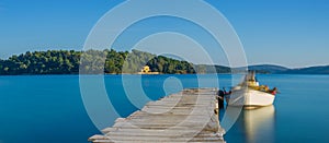 Wooden pier in Nidri island