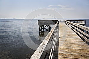 Wooden Pier & Oil Booms, Gulf Coast