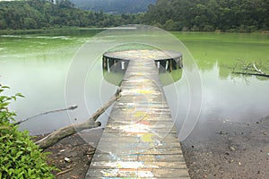 wooden pier for photo in the lake