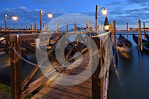 Wooden pier with poles, Venice