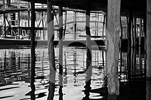 Wooden pier with reflection in water