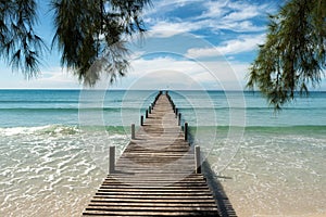 Wooden pier at resort in Phuket, Thailand. Summer, Travel, Vacation and Holiday concept.