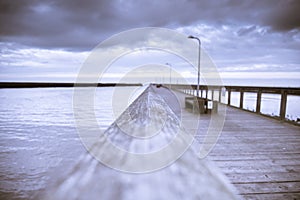 Wooden pier and sea - romantic monochrome landscape photography