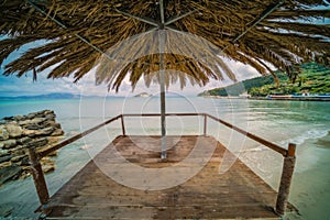 Wooden pier on the shore in Zante