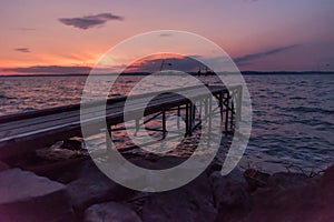 Wooden pier at sunset