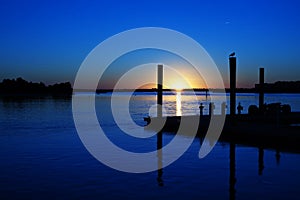 Wooden pier at sunset, Outer Banks, North Carolina