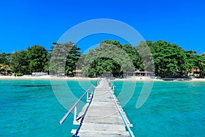 Wooden Pier to the Paradise Island on the Samet Island