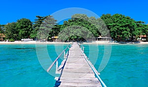 Wooden Pier to the Paradise Island on the Samet Island