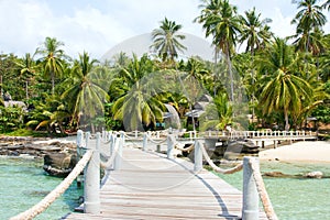 Wooden pier in tropical paradise