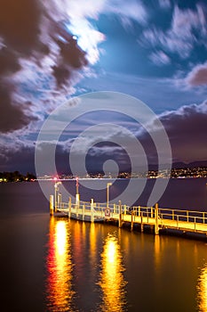 Wooden pier on Zurich lake