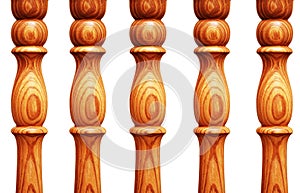 Wooden pilasters isolated