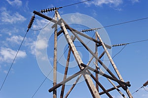 Wooden pillar of electricity transmission line