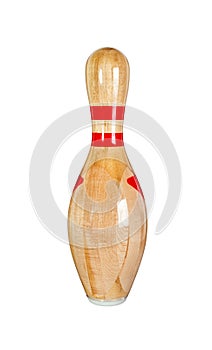 Wooden pin for bowling isolated on a white background. Bowling ball