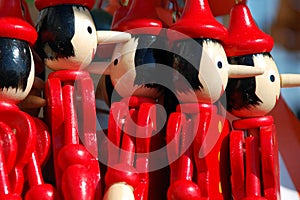 Wooden Pinocchio figures