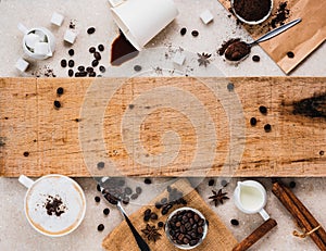 Wooden plank decorated with coffee
