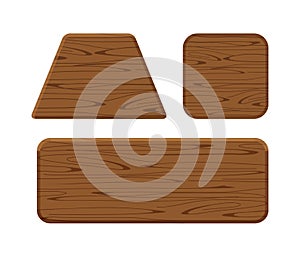 Wooden plank different collection isolated on white background, trapezoid wood shape, wooden square, horizontal wood shaped plank