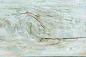 Wooden Plank with fissures, light green wood plank faded out