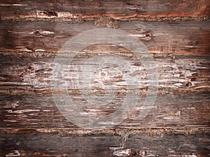 Wooden plank horizontal stripes oakum background. Old wood texture