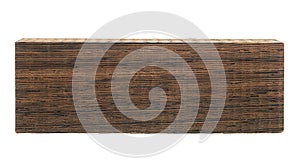 Wooden plank isolated on white background. Wenge wood