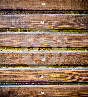 Wooden plank with screws. background, texture.