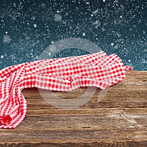 Wooden planks with red cloth