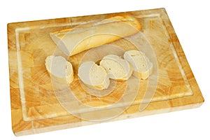 Wooden plate with french bread