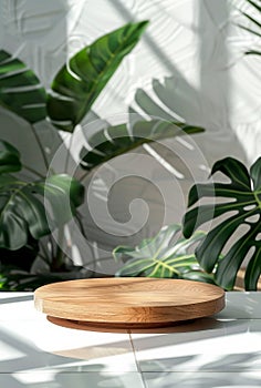 Wooden Plate on White Table