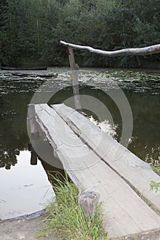 wooden platform, lake