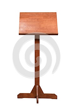 Wooden Podium Tribune Rostrum Stand Isolated on White Background