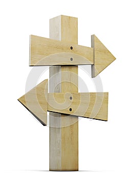 Wooden pointer on a white. 3d.