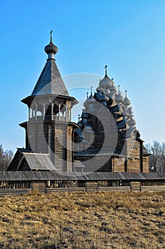Wooden Pokrovskaya church at the Bogoslovka manor.