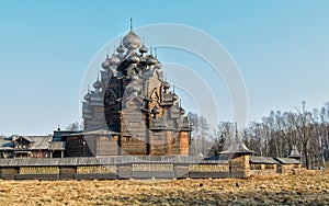 Wooden Pokrovskaya church at the Bogoslovka manor.