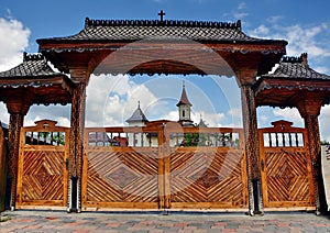 Wooden portal monastery, Romania