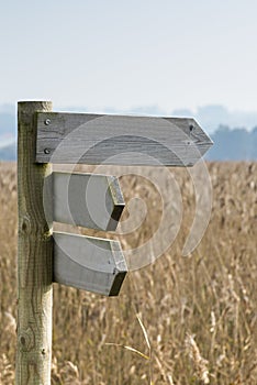 Wooden post or sign to indicate direction