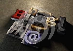 Wooden printing blocks form Blog title. Concept for blogging, bl